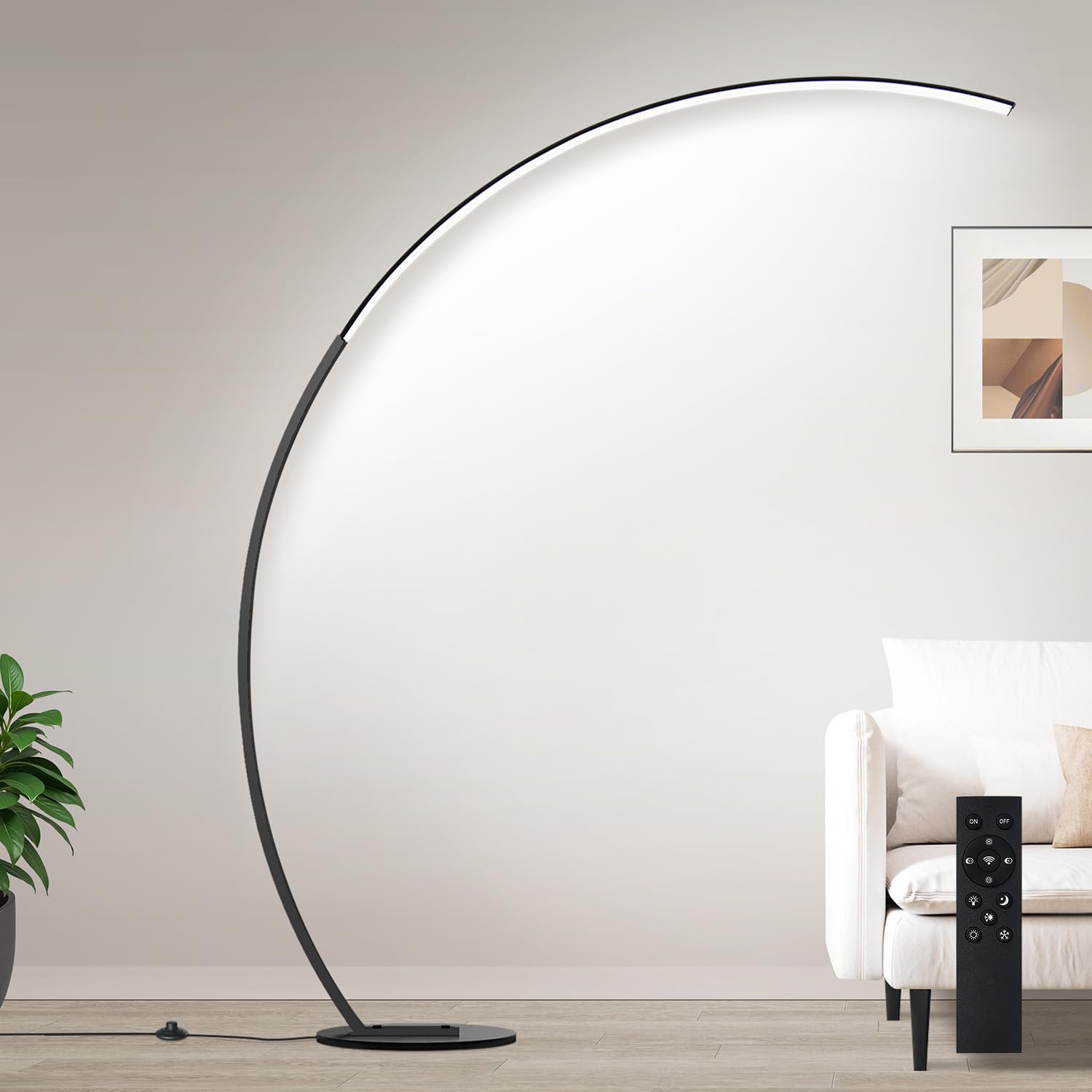 ?Upgraded?Dimmable Floor Lamp With 3 Color Temperatures, Ultra Bright 2000Lm Arc Floor Lamps For Living Room, Modern Standing Ta