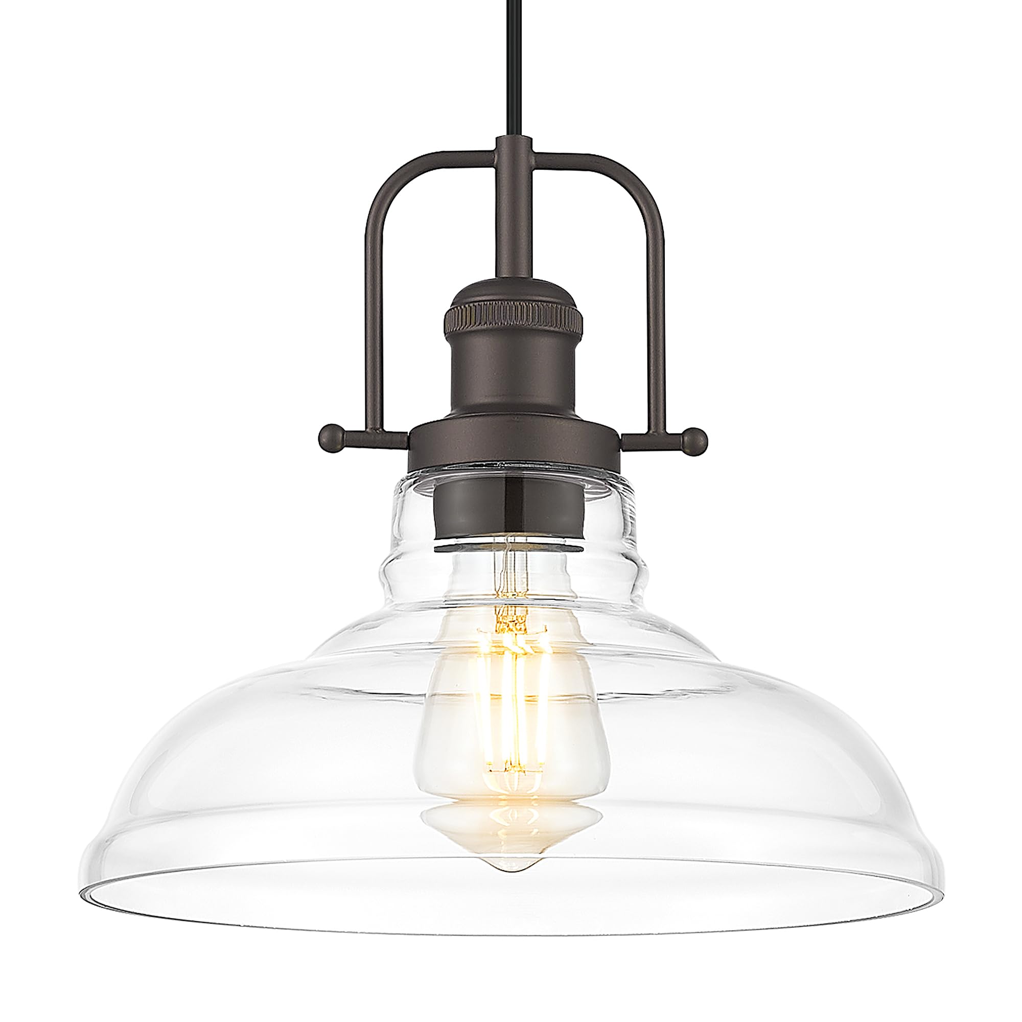 FEMILA Pendant Lights for Kitchen Island, 11 Farmhouse Hanging Light Fixture with Adjustable Height, Clear Glass Shade, Oil Rubb