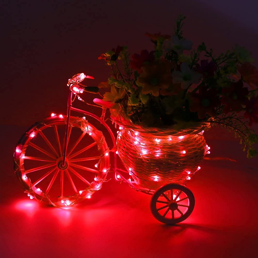 Qitong 4 Pack Red Solar Fairy Lights, 400 Led Waterproof String Lights For Outdoor Xmas Decor