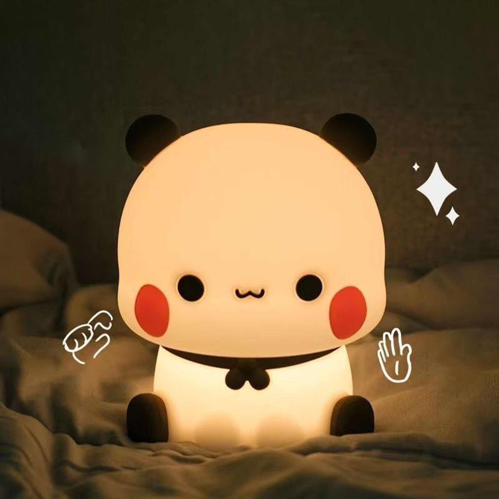 Cute Panda Lamp, Cute Bear Night Light, Novelty Animal Touch Light Lamp, 3 Modes Dimmable Bu-bu Du-du LED Squishy Night Light De