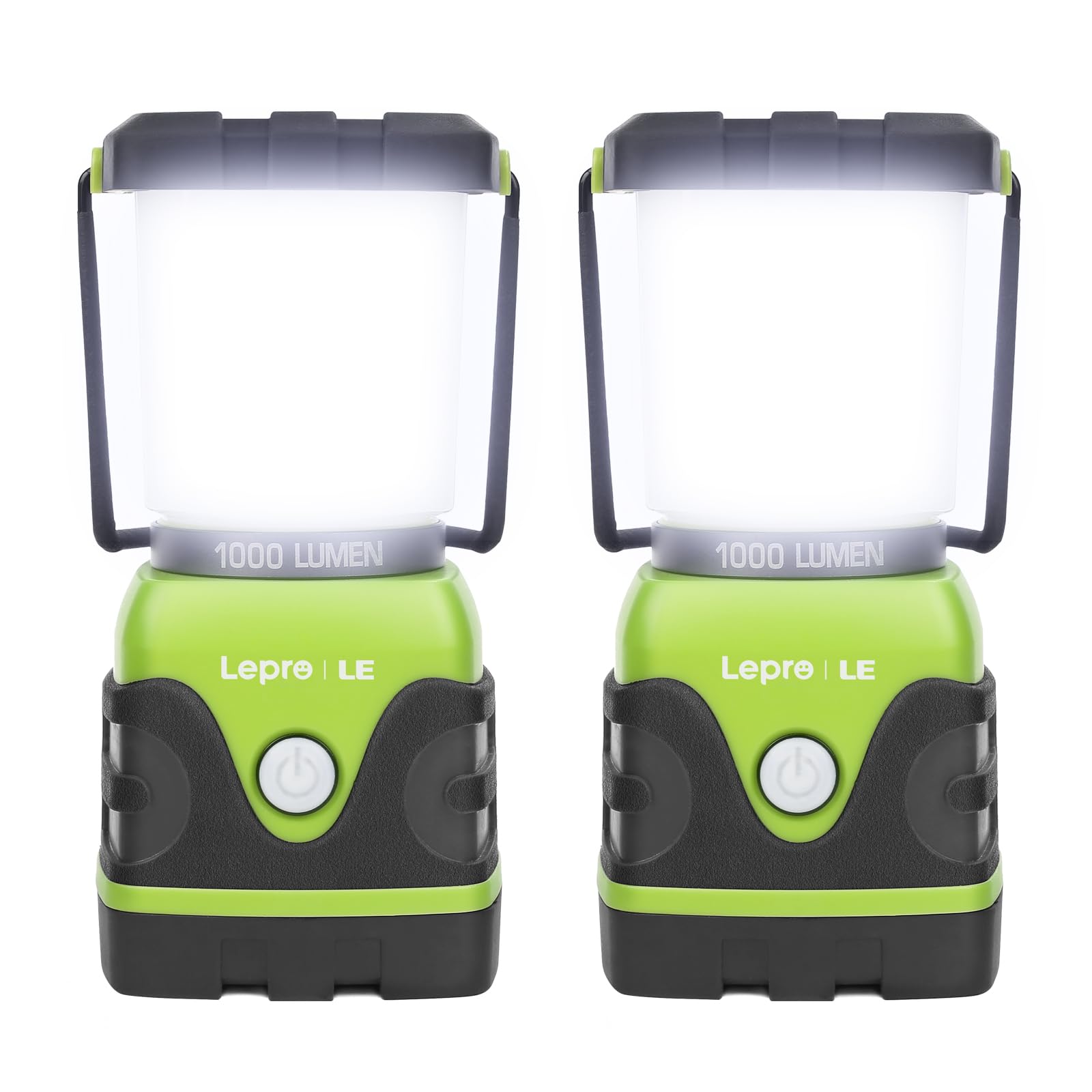 Lighting EVER 1000LM Battery Powered LED Camping Lantern, Waterproof, 4 Light Modes, Black and Green, Model 3300002-2