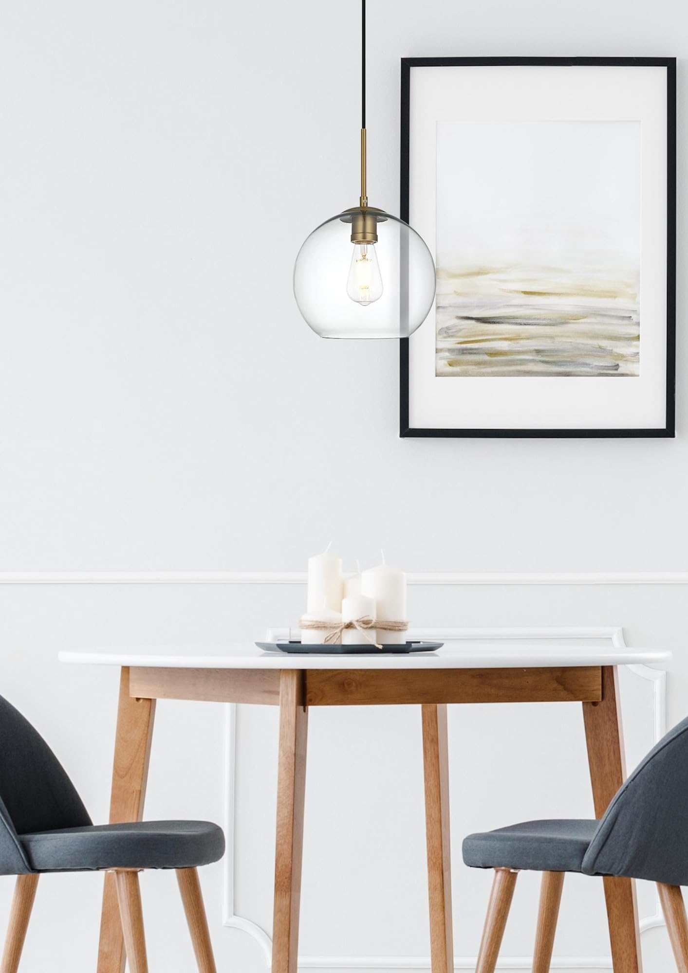 Elegant Lighting Chrome Pendant Light With Clear Glass - Modern Ceiling Fixture, 1 Light