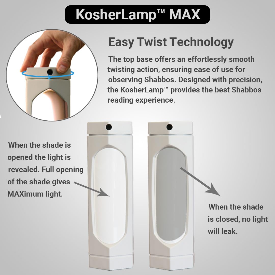 KOSHER LAMP KosherLamp™ Max - White, Elegant Design for Safe Shabbat Use, Perfect for Home & Office Lighting