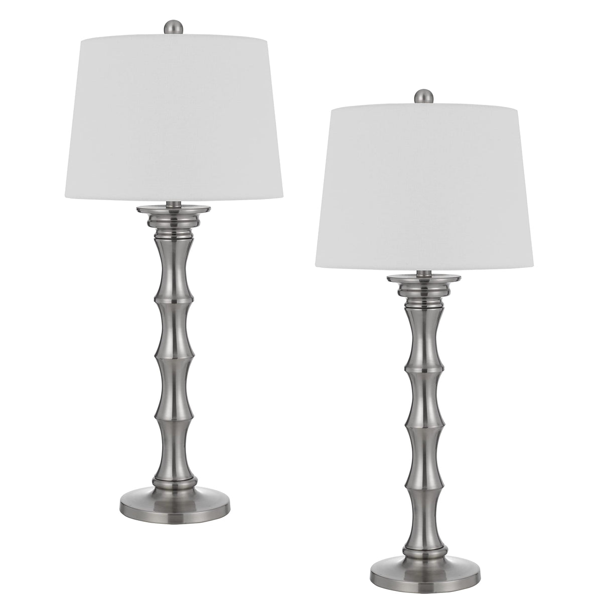 Cal Metal Table Lamp - 150W 3-Way, Brushed Steel, Pair, 32&quot;X14&quot;X14&quot;
