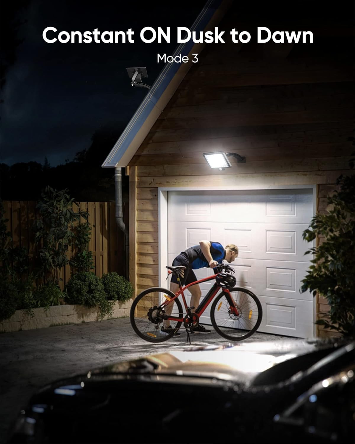 JACKYLED Solar Flood Lights Outdoor, 1000 Lumens, Motion Sensor, 48 LED, IP65 Waterproof, 3 Modes, Model JACKYLED756, Black