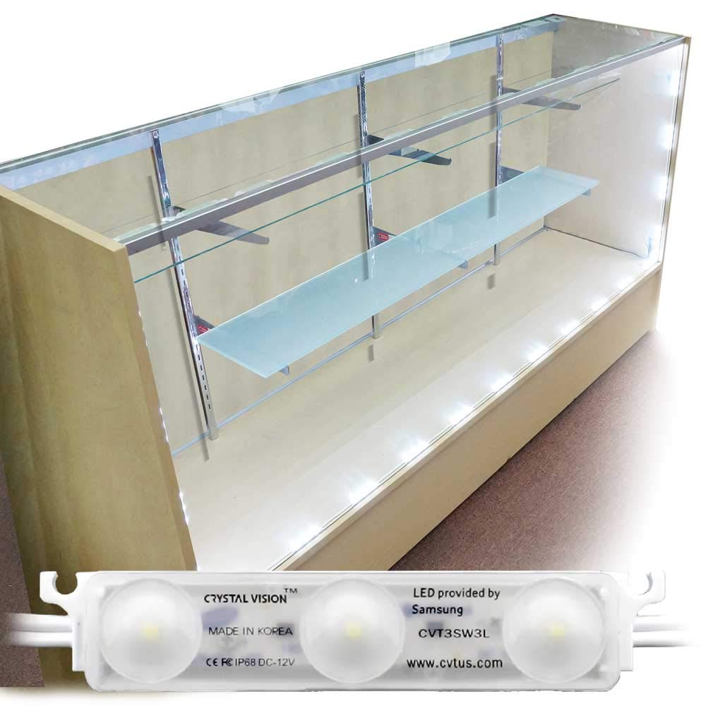 Crystal Vision LED Kit for Showcase & Display Case - 12.5ft, White, Model H&PC-73689, Pre-Installed with Dimmer