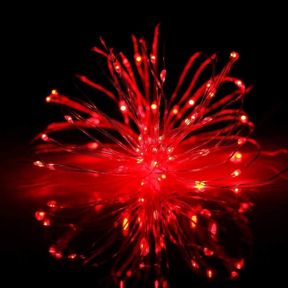 Qitong 4 Pack Red Solar Fairy Lights, 400 Led Waterproof String Lights For Outdoor Xmas Decor