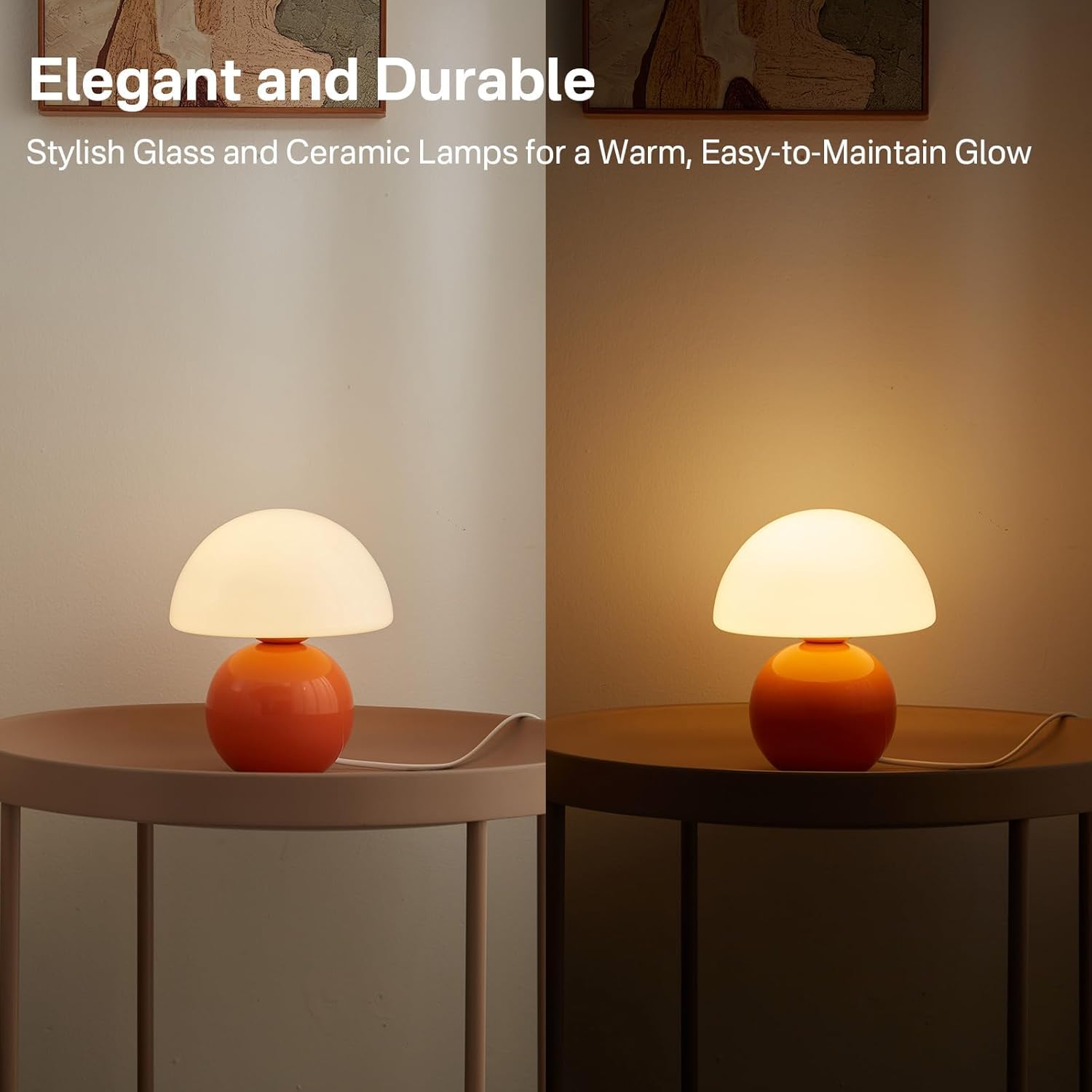 Dawnwake Mushroom Table Lamp - Small Modern Aesthetic Lamp, Orange, DAWN-001, Cute Mini Decor for Bedroom & Living Room Night Stands