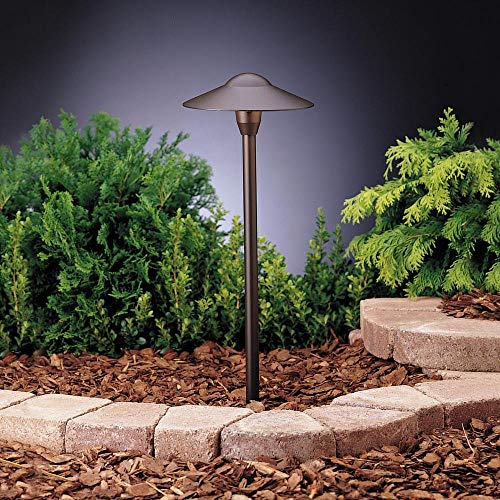 Kichler 8in Outdoor LED Path Light, 12V Adjustable Dome Light, Textured Architectural Bronze, Model 15310AZT