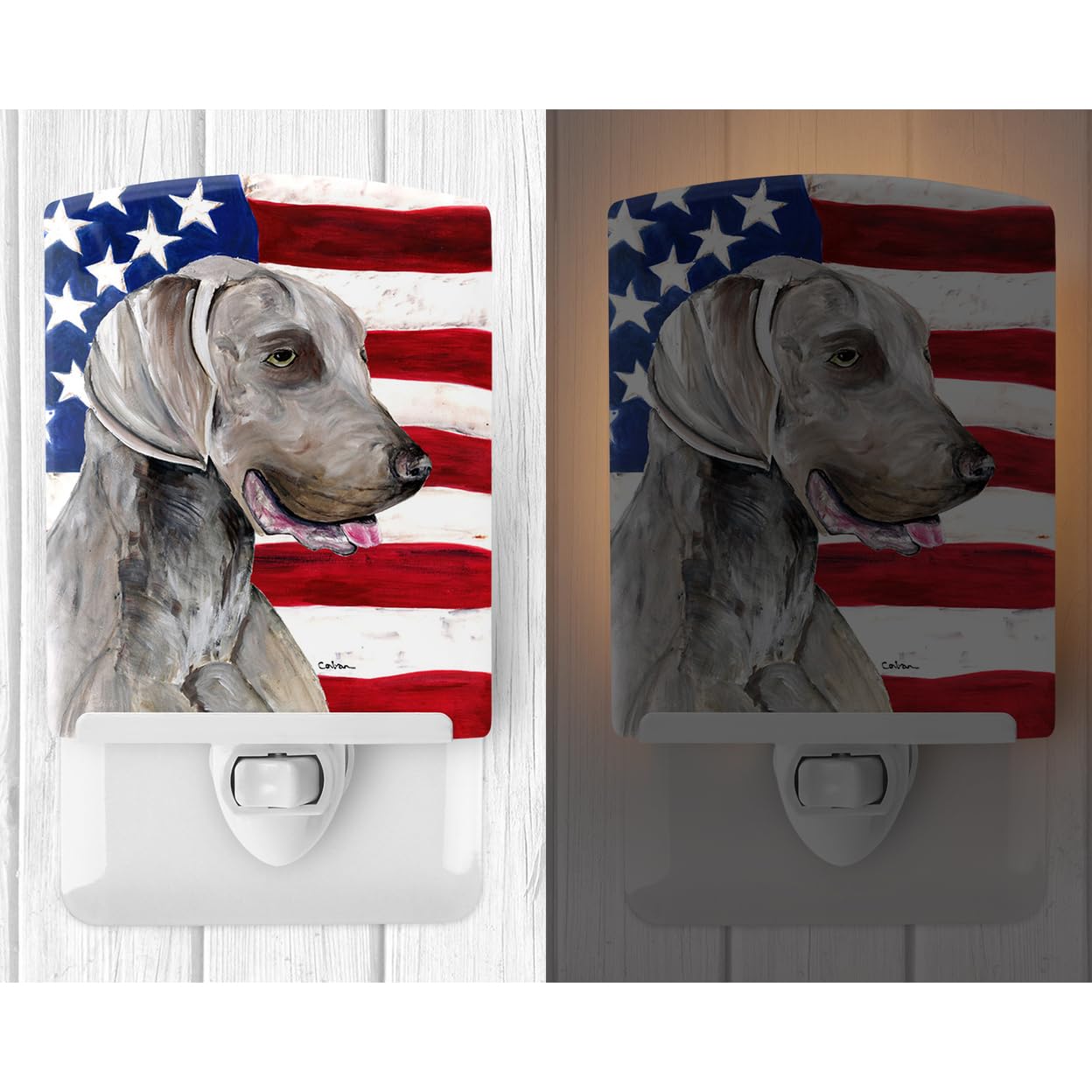 Carolines Treasures Ceramic Night Light, Weimaraner Design, 6x4x3 inches, Model SC9021CNL, Multicolor
