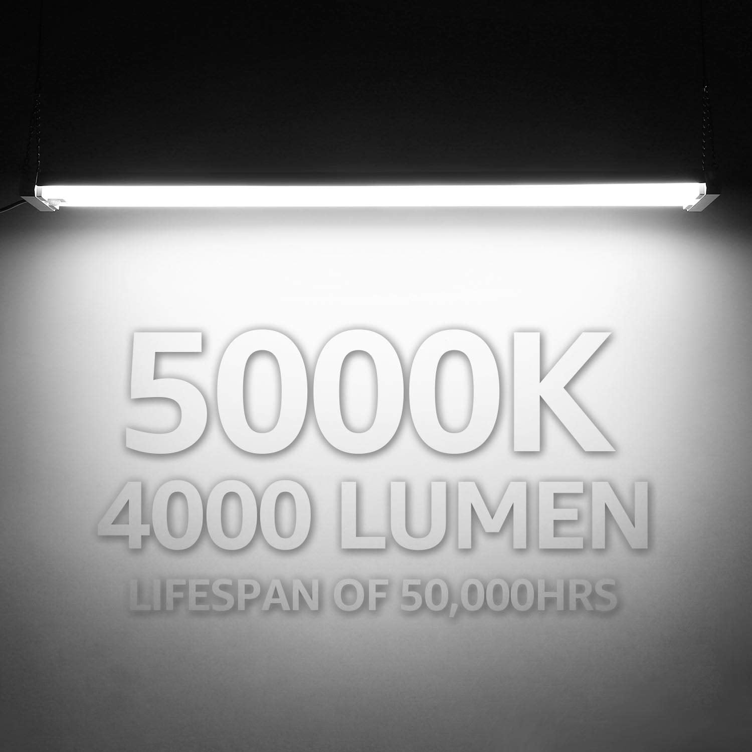 LEONLITE LED Shop Light 40W Motion Sensor Linkable 4FT 4000lm Daylight 5000K Metal Pack of 4