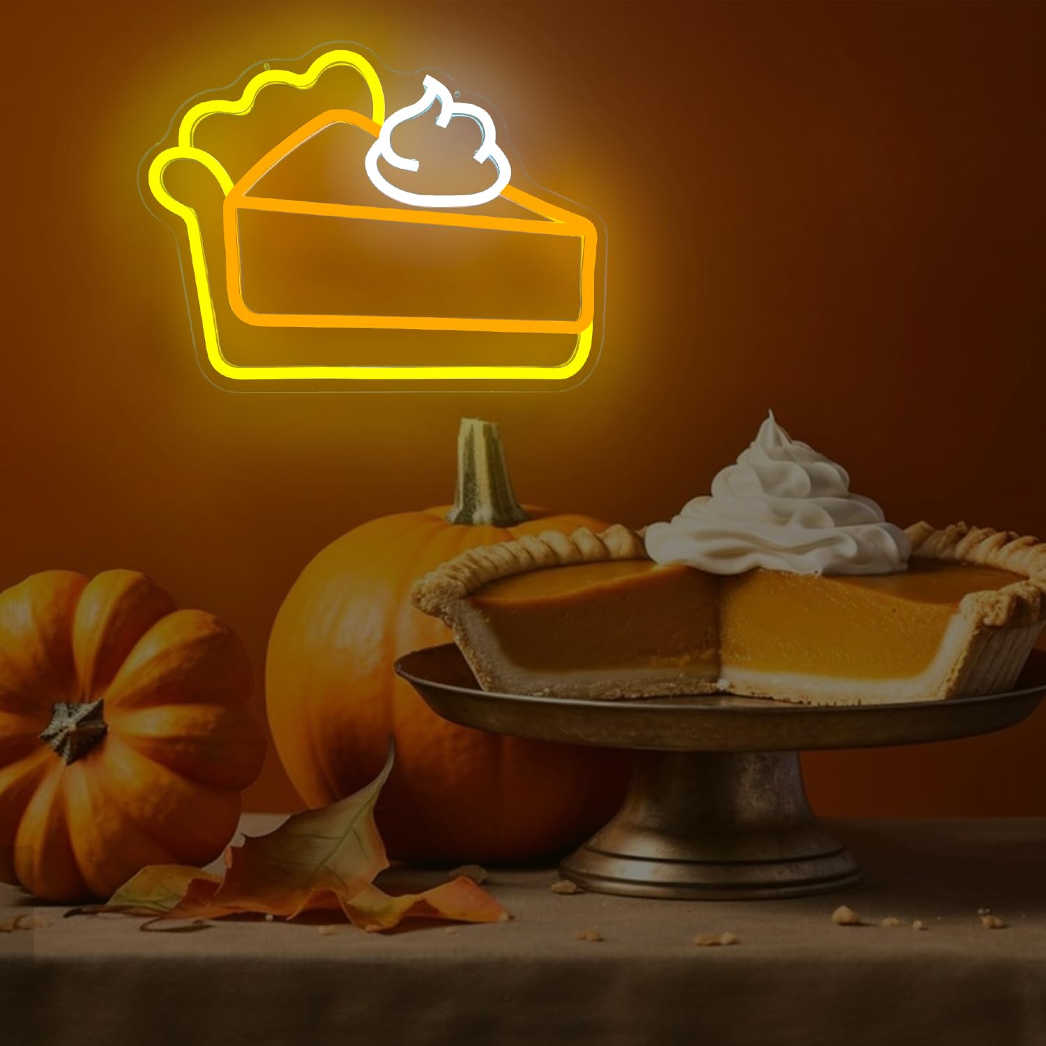 Thanksgiving Pumpkin Pie Neon Sign For Wall Decor Thanksgiving Decorations Pumpkin Led Sign Dimmable Cake Neon Light Up Sign For Business Pie Party Decorations Restaurant Coffee Fireplace Fall