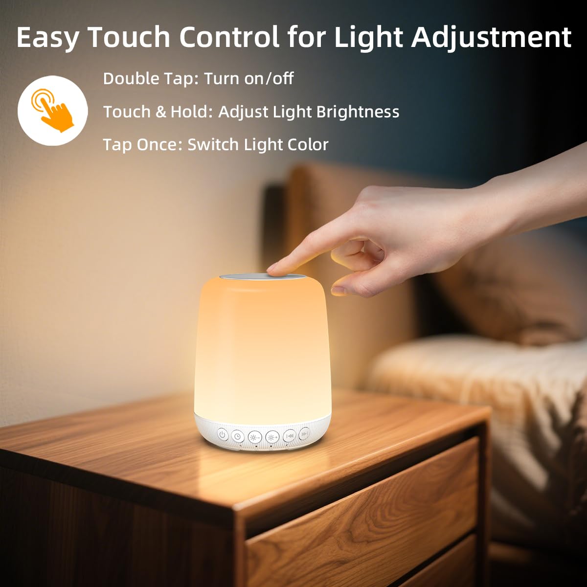 iMosleep Night Light LED Touch Dimmable 20 Brightness Levels 4 Timer Rechargeable Battery 4.13x4.92x4.13 inches White Model YD-530-