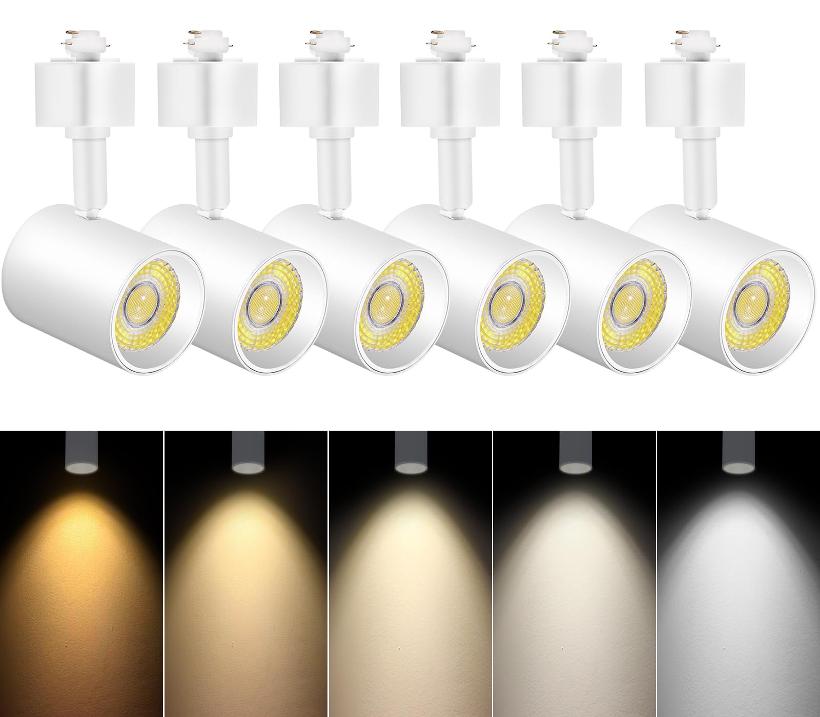 Vanoopee 5-Color Dimmable Led Track Light Heads, 10W, 800Lm, Matte White, 