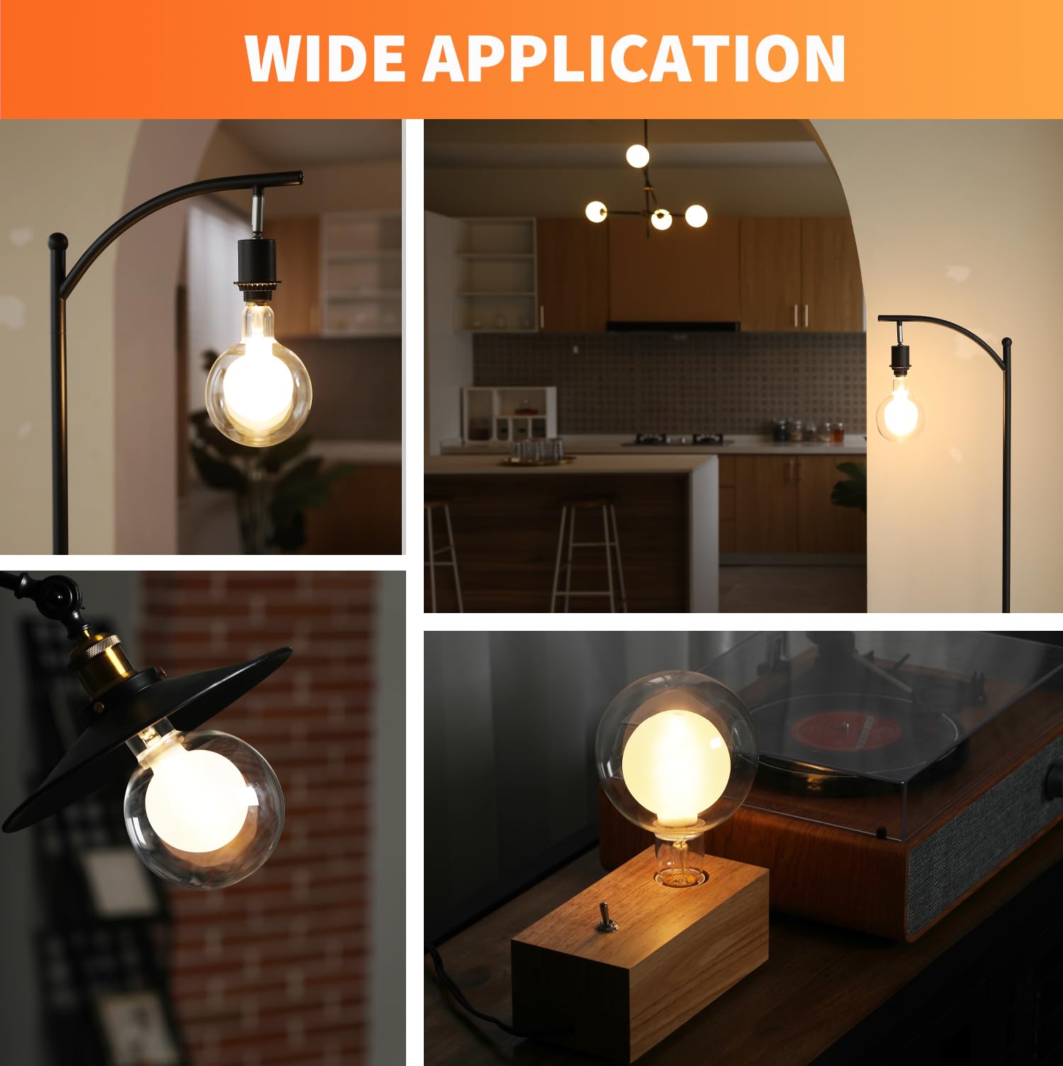 Alampever Large Globe Led Light Bulbs, Decorative Dimmable Led With 7W Equivalent To 40W Light Bulbs, 2700K Soft White, E26 Base