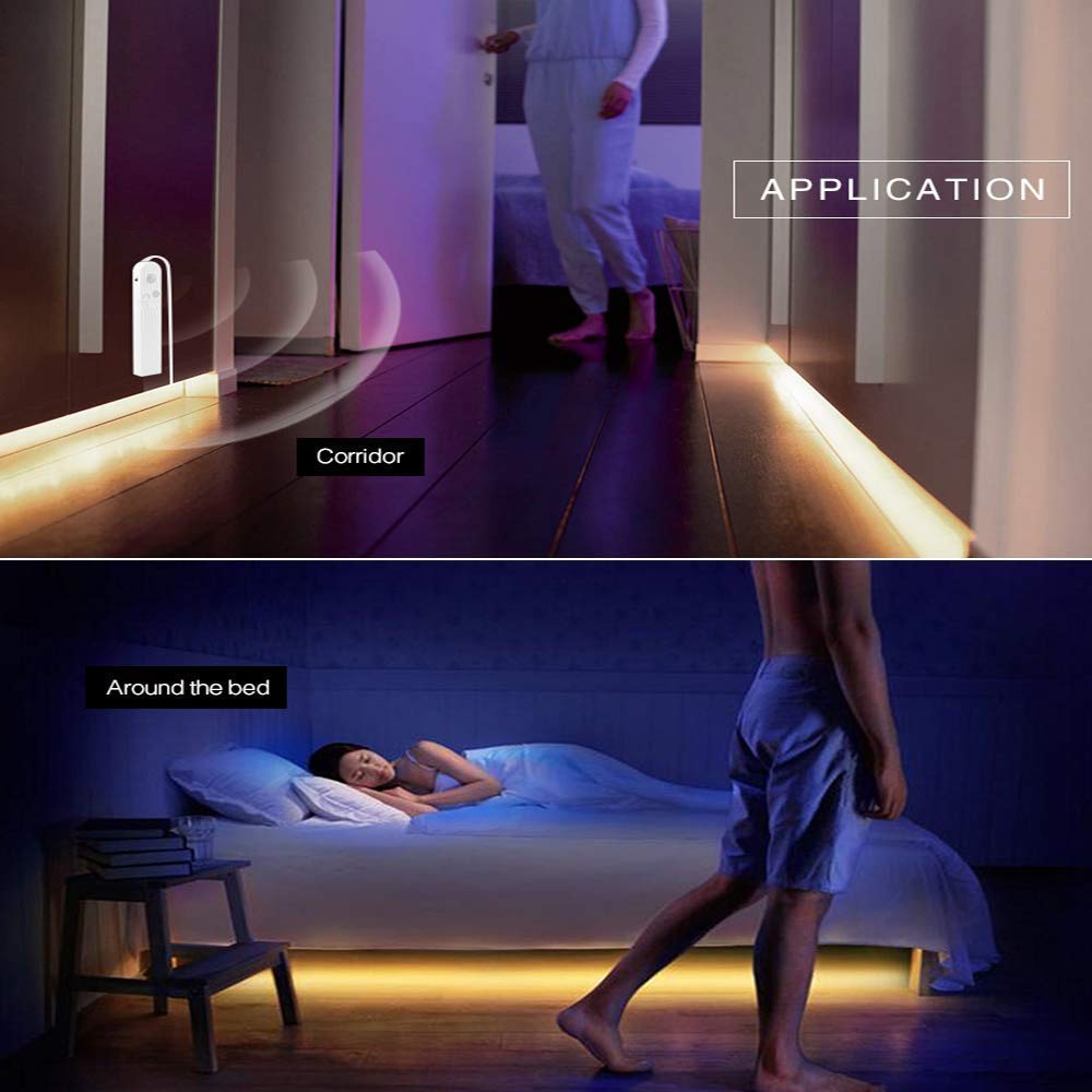 KUCAM Motion Sensor Wardrobe Light, 2M LED Strip, Battery Powered, Warm White, Model KCMS-V01