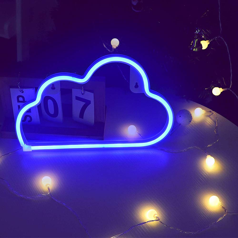 YouOKLight Neon Cloud Sign, LED Wall Light, USB/Battery Powered, Blue, Model YK2333-2336-US