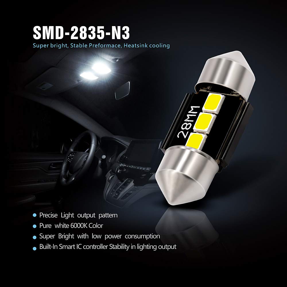 Sir Ius Led N3 De3021 De3022 Led Bulbs Pure White Super Bright Led Festoon 300 Lumens 3030 Chipset For Car Truck Interiors Dome