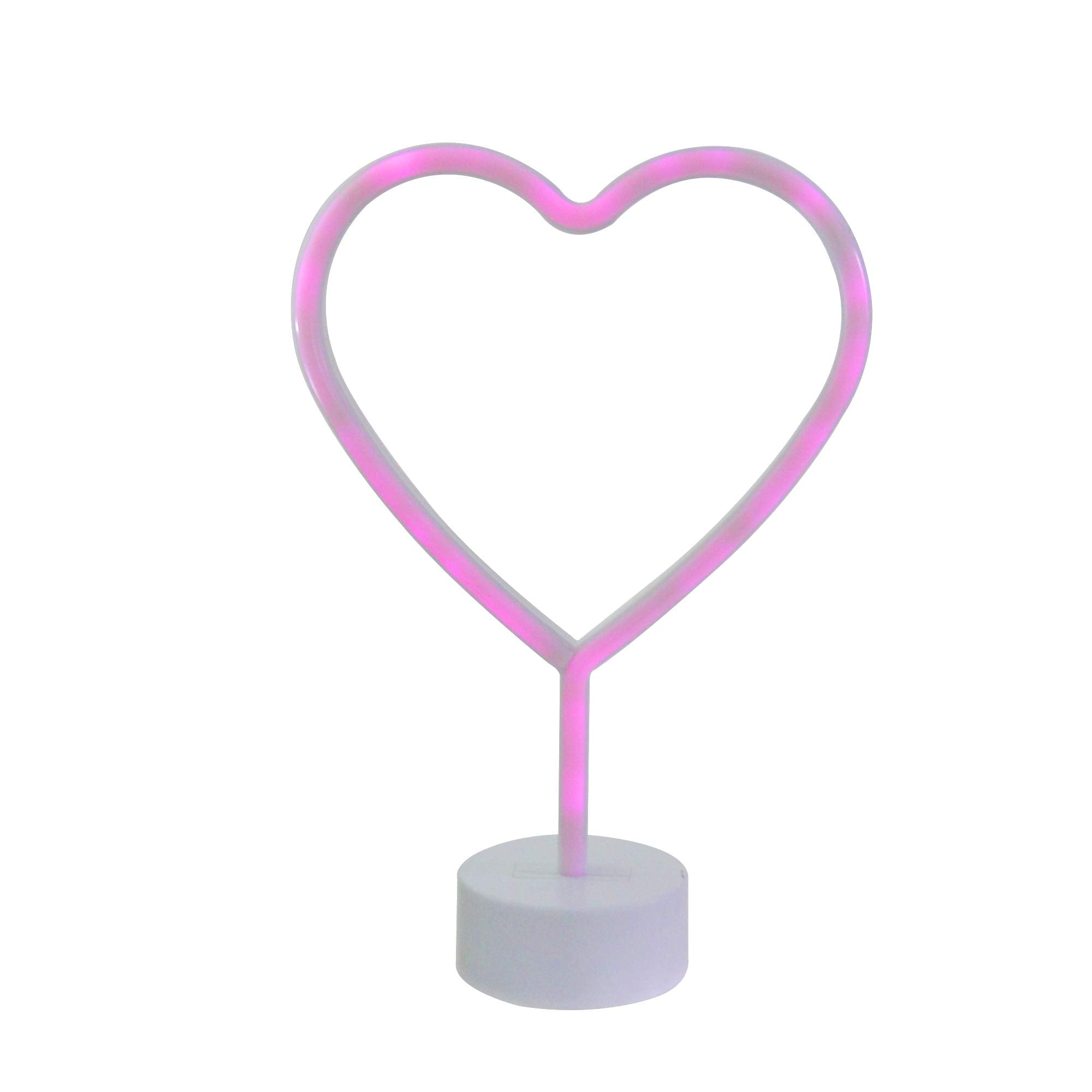 Northlight LED Heart Table Light - 11.5in Pink - Plastic Neon Style Decoration for Valentines Day