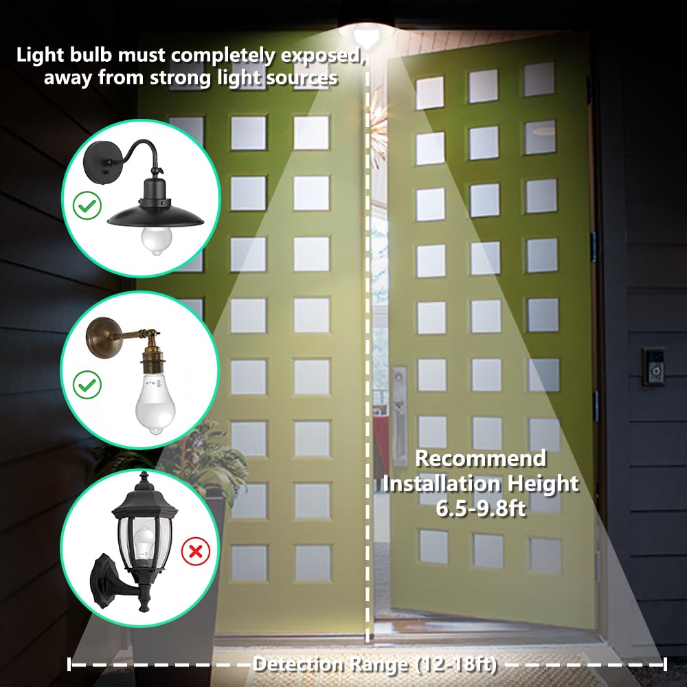 Ameritop Motion Sensor Light Bulb- 2 Pack, 10W(60W Equivalent) 806Lm Motion Activated Dusk To Dawn Security Led Bulb; Ul Listed,