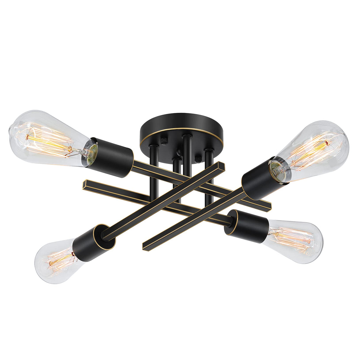 SunRider Industrial 4-Light Semi Flush Mount Ceiling Light Fixture, Oil Rubbed Bronze Hallway Lights, Retro Metal Sputnik Chande