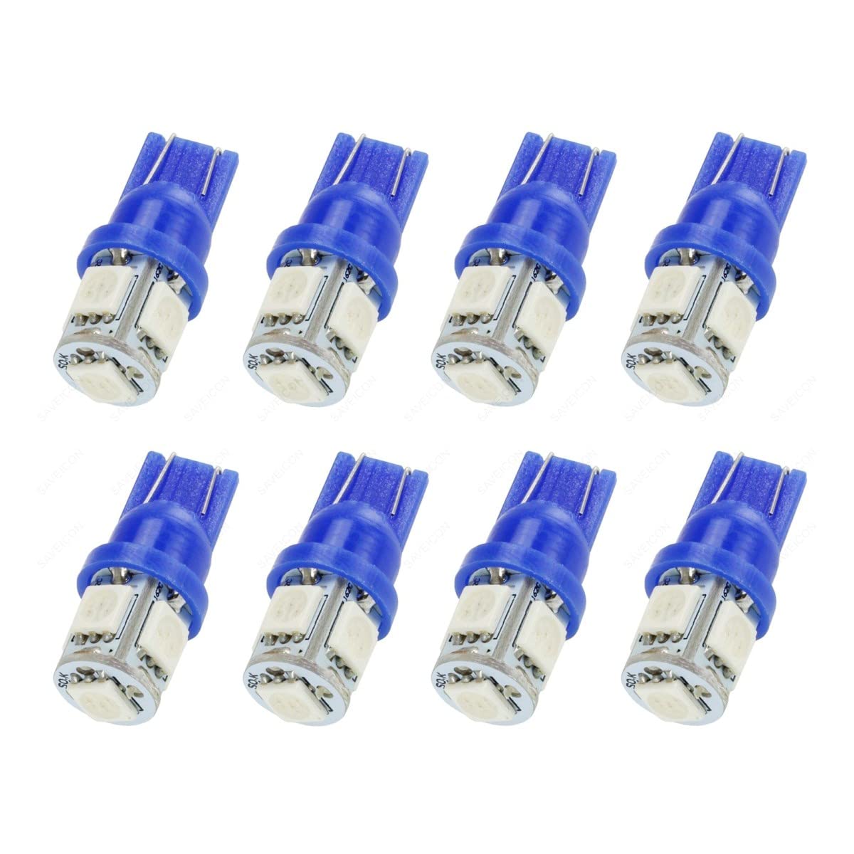 SAWE LED License Plate Dome Map Lights Bulbs 5-SMD T10 W5W Pack of 4 Ice Blue