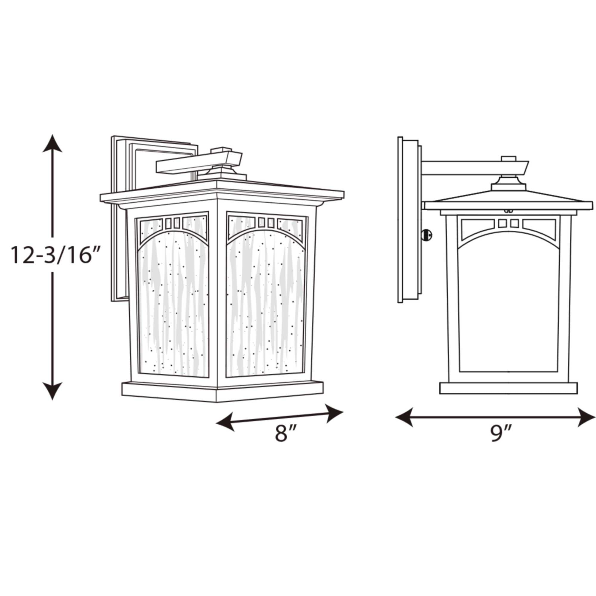 Progress Lighting 1-Light Outdoor Wall Lantern, Antique Bronze, Umber Textured Art Glass, 8in, Model P6053-20