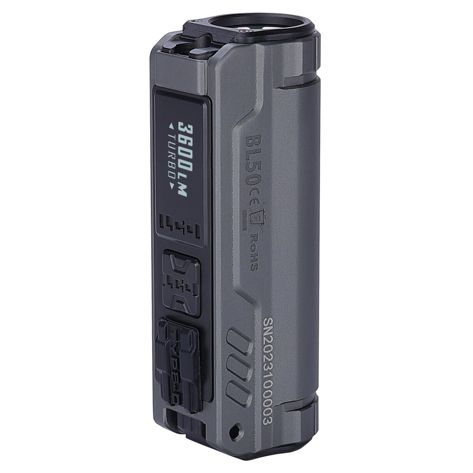 IMALENT BL50 Rechargeable Flashlight, 3600 Lumens, UV & White LED, Aluminum, Gray