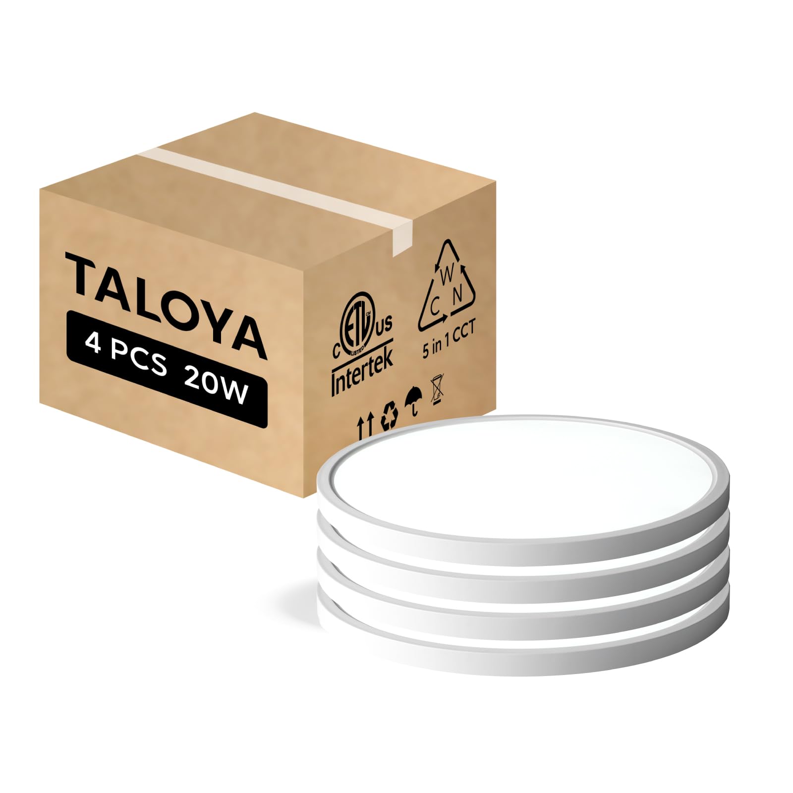 Taloya Flush Mount Ceiling Light,4 Pack,12 Inch,20W, 5000K Daylight Super Slim Led Ceiling Light For Bedroom, Living Room, Kitch