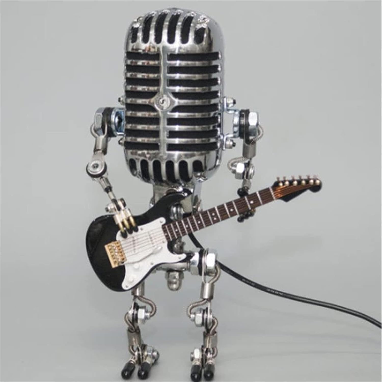 Xmpmrb Vintage Microphone Robot Lamp, Metal Desk Lamp, Black, Model 001, Music Gifts for Men, Home Decor