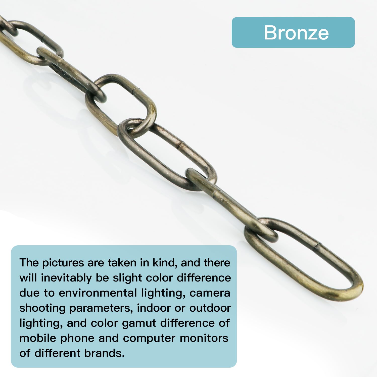 Helunsi Bronze Chandelier Chain - 6Ft Heavy Duty Iron Light Fixture Extension With Connection Link Lock