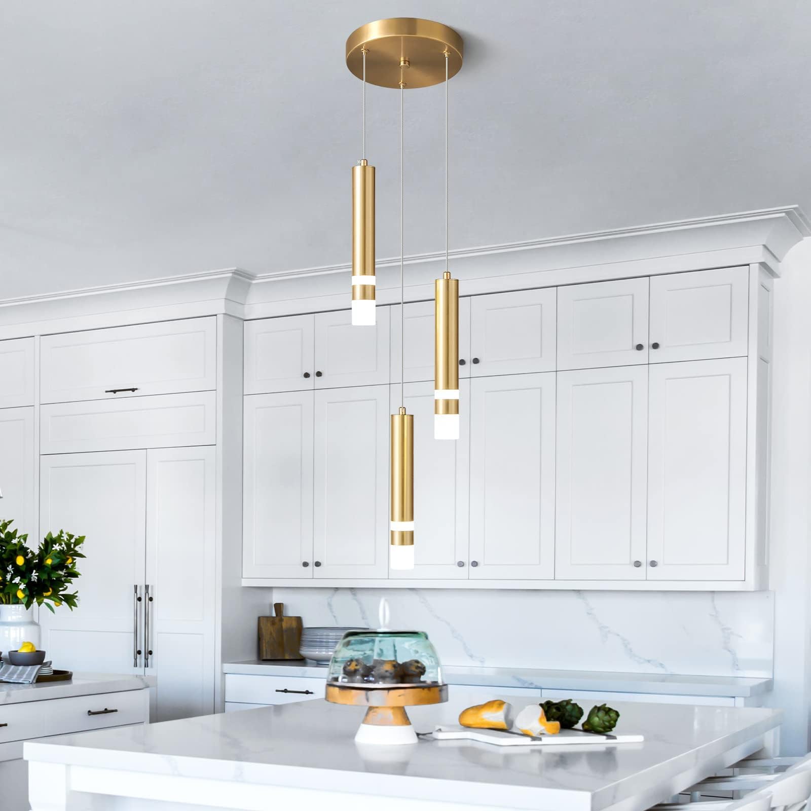 Liangmh Modern Pendant Light Kitchen Fixture Dimmable Led Gold Mini Pendant Lighting Fo Kitchen Island Bedroom Bedside Table Sma