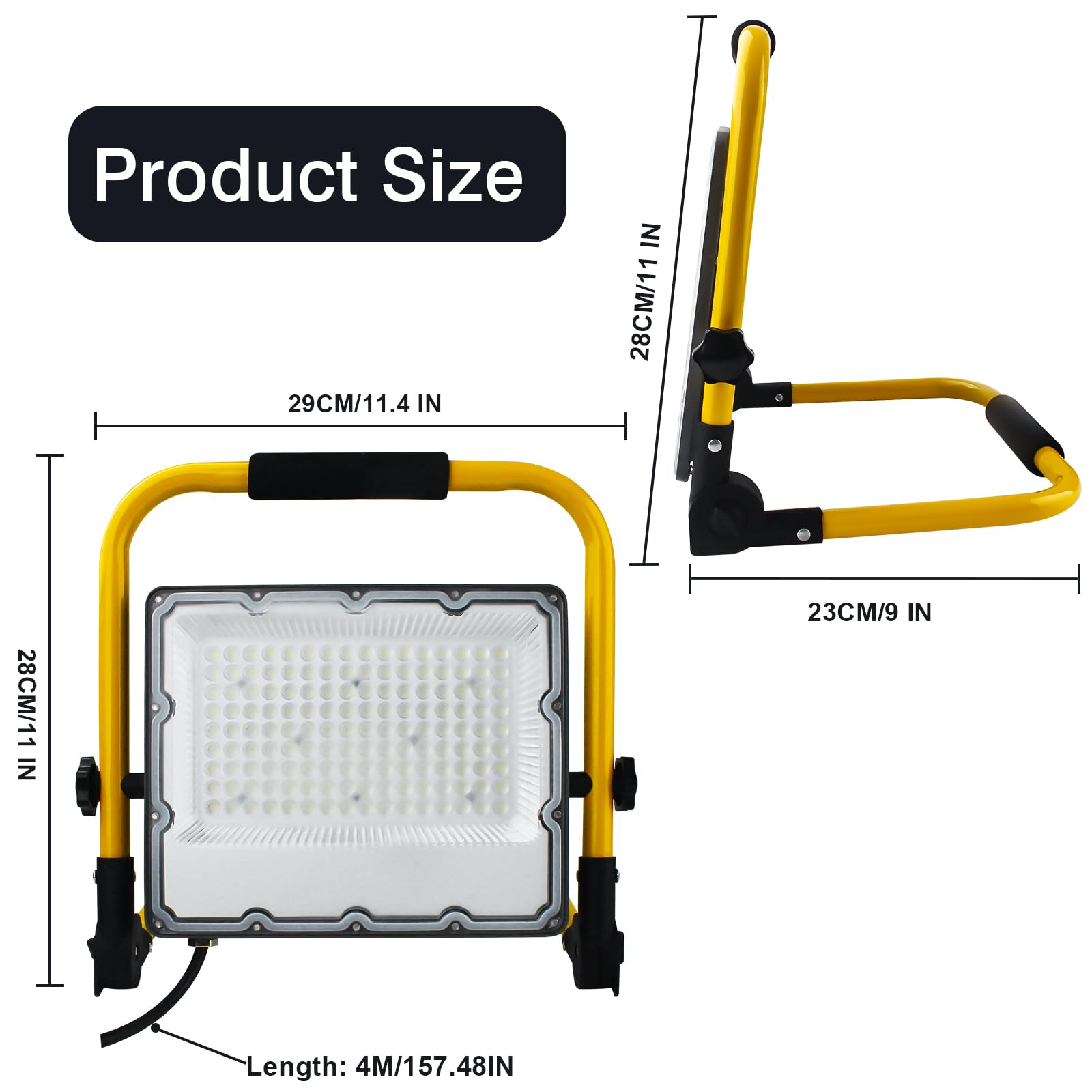 Ouside 100W Led Work Light, 10000Lm Construction Light With 13.1 Ft Cable, 700W Equivalent 6500K Portable Plug-In Working Lights With Stand, Ip66 Waterproof Job Site Light For Construction Site