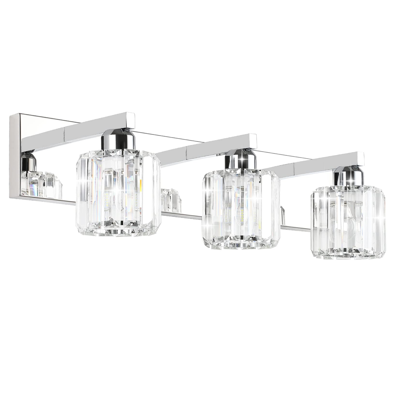 Aipsun Crystal Vanity Light Fixture - Modern 3-Light Wall Light For Bathroom, Chrome, 23 Inch, Model 8460
