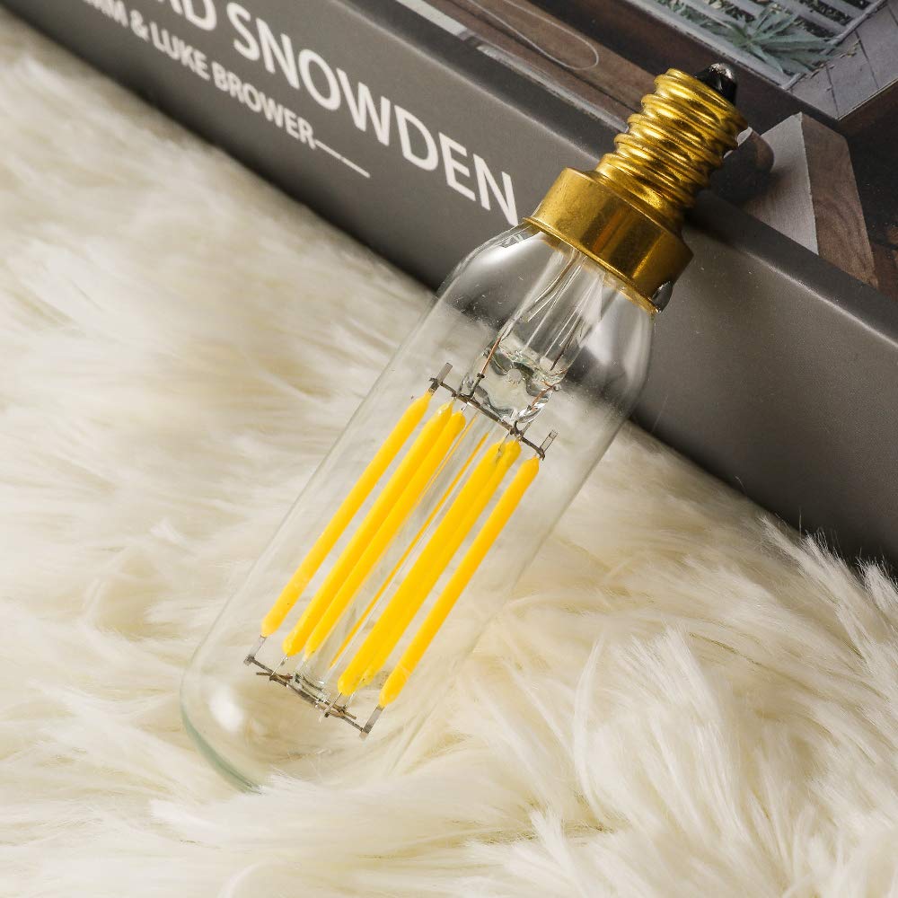 XININSUN T6 LED Bulb 6W Dimmable 4000K Daylight White T25 E12 Candelabra 6-Pack