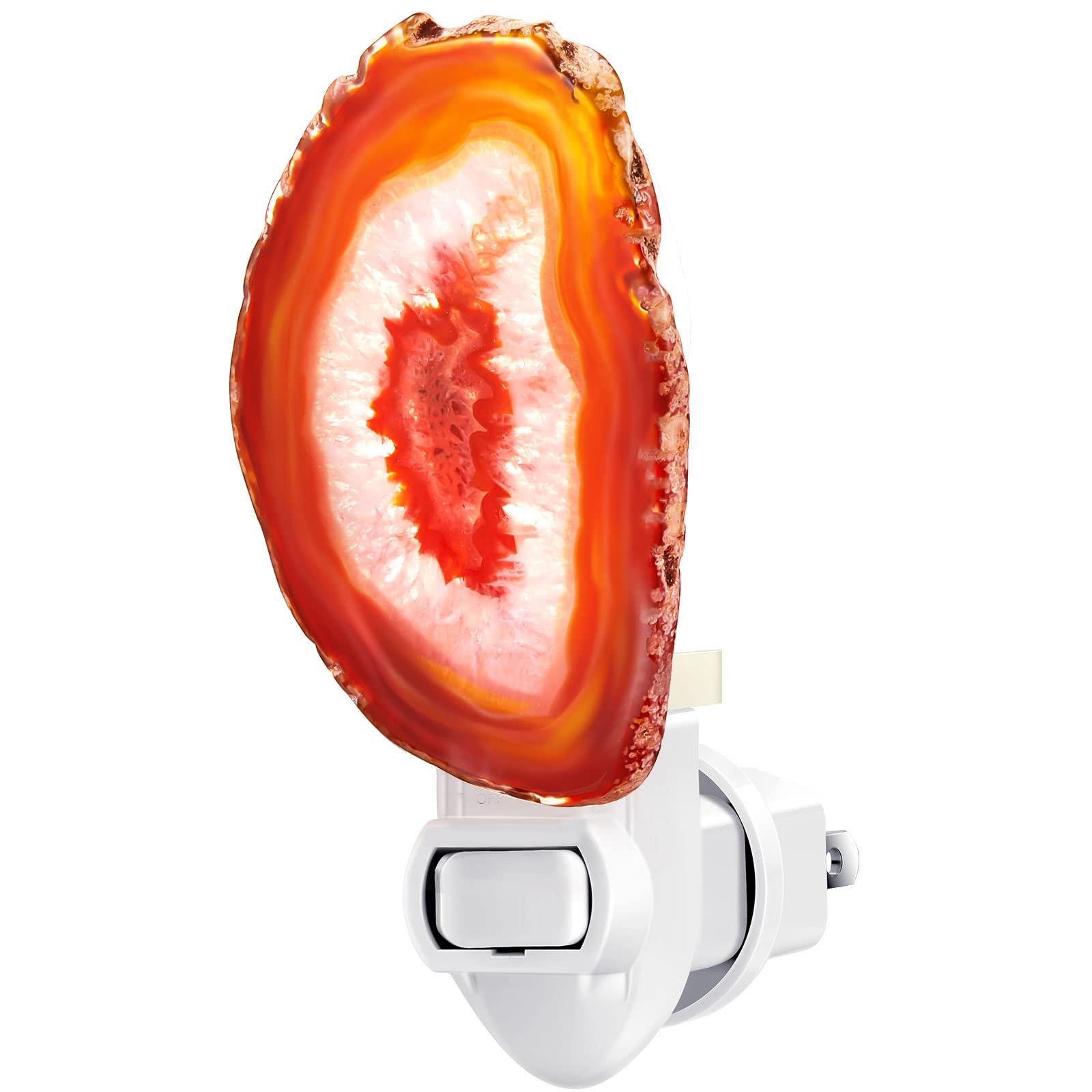 Hortsun Agate Night Light Crystal Slice Plug-in Wall Light for Home Decor, Red