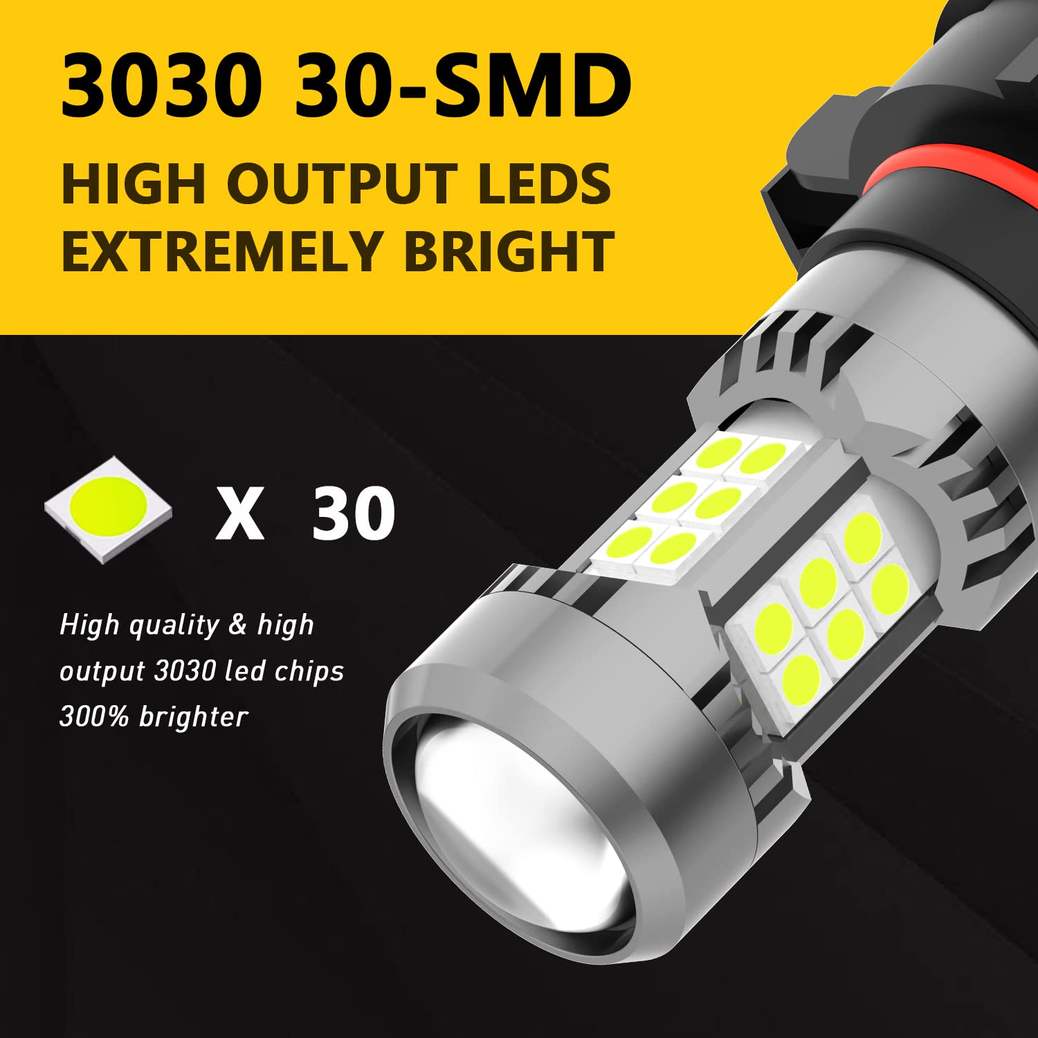 PHINLION Ice Blue LED Fog Light Bulbs, 3200 Lumens, 12V 3030 30-SMD, Pack of 2