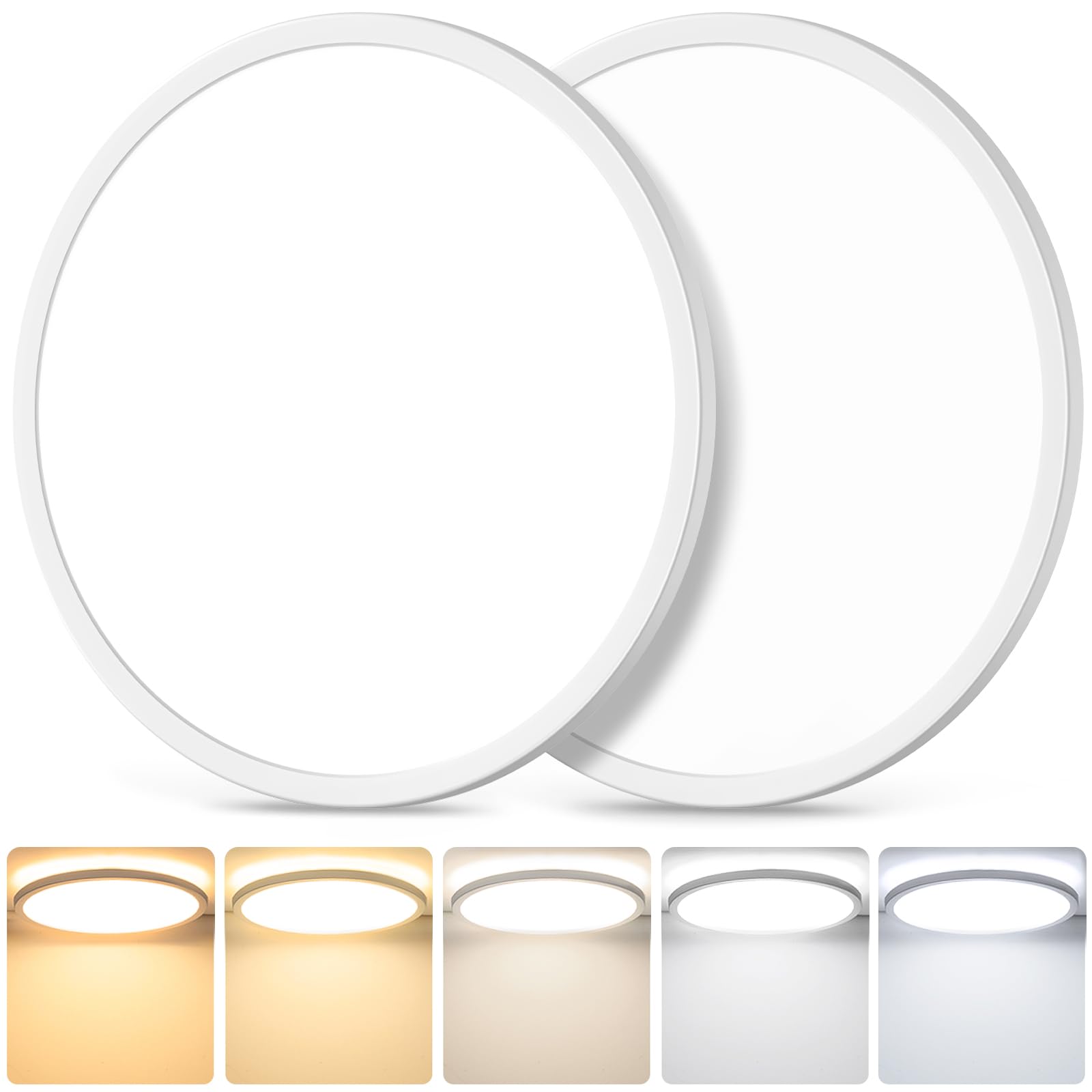 2-Pack 16.5 Inch Led Flush Mount Ceiling Lights, 32W 4200 Lm Led Ceiling Light Fixtures, 2700K/3000K/4000K/5000K/6500K Selectabl