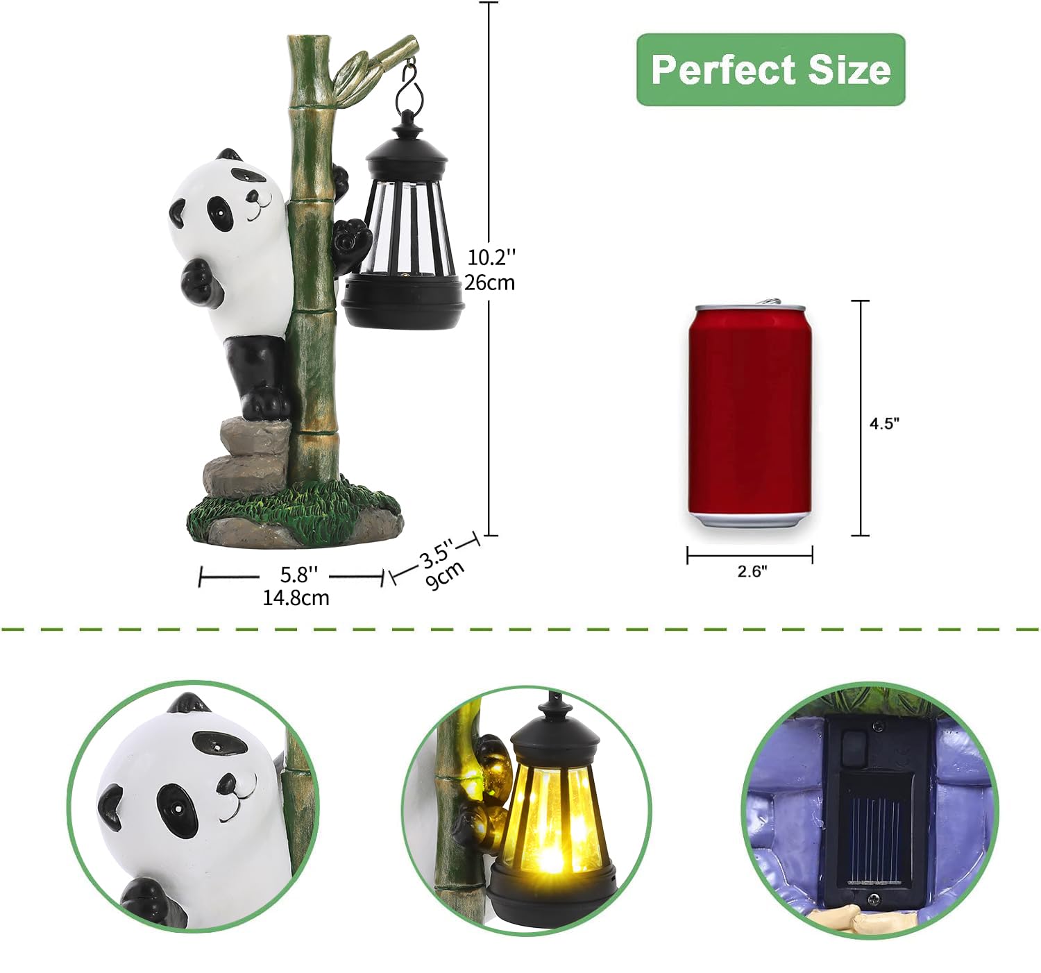 Solar Garden Decor Panda Gifts, Garden Yard Art Decor Panda Gifts For Women - Birthday Gifts For Panda Enthusiasts Grandma Mom W