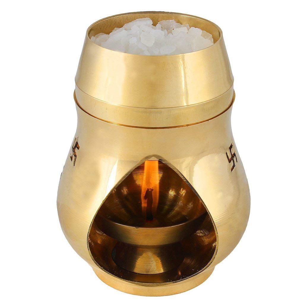 A&S Ventures Campher Lamp Pure Brass | Brass Aroma Incense Burner CAMPHOR LAMP || Camphor lamp Brass Kalash Oil Diffuser with Di