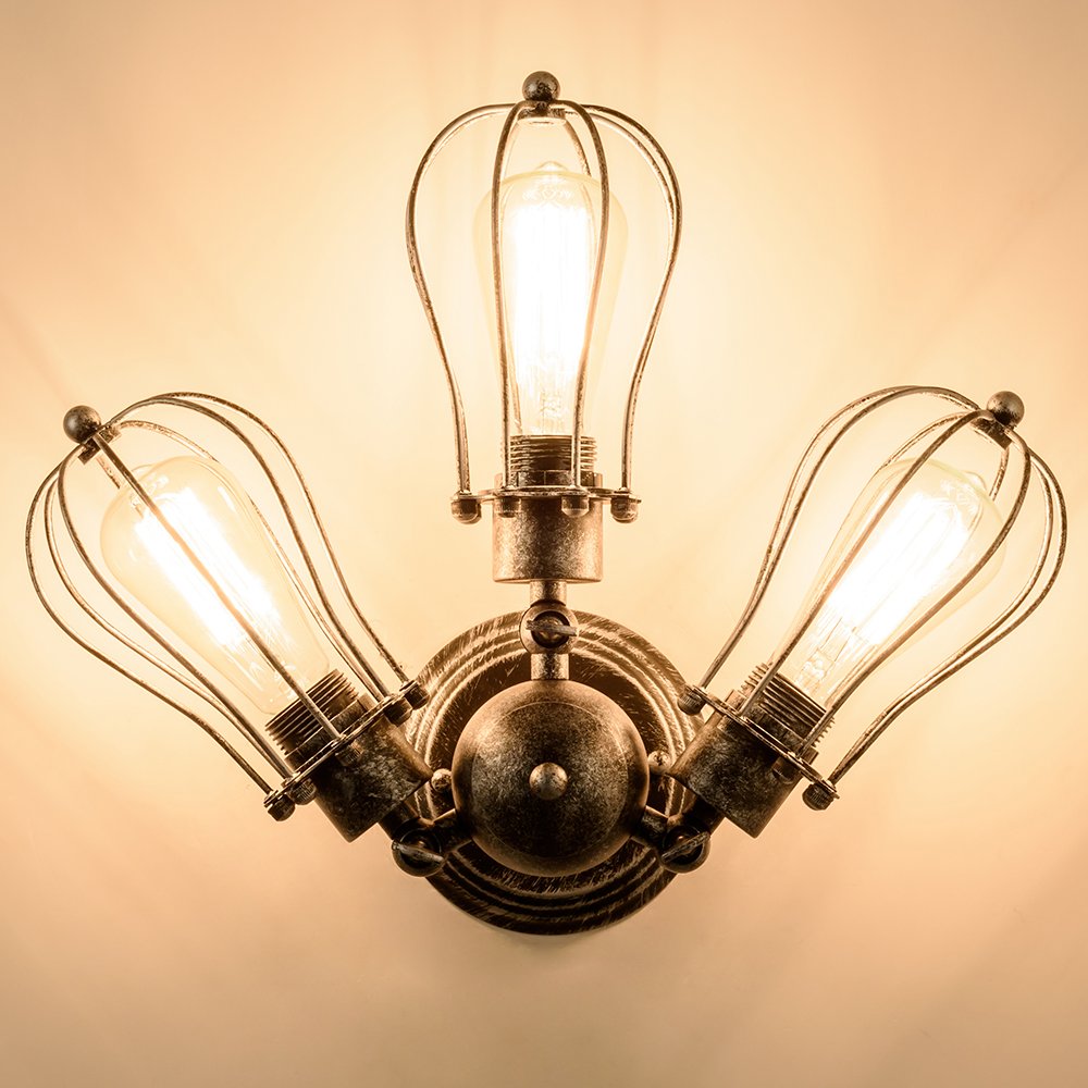 Moonkist Vintage Ceiling Light Industrial Rotatable Semi-Flush Mount Ceiling Light Metal Lamp Fixtures Painted Finish (With 3 Li