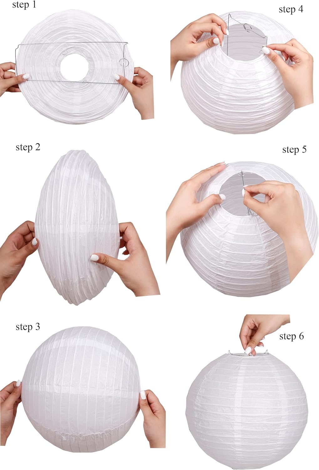 Pack Of 6 Round Paper Lantern Lamp Paper Lanterns Party Decorations White, 14''/35Cm)