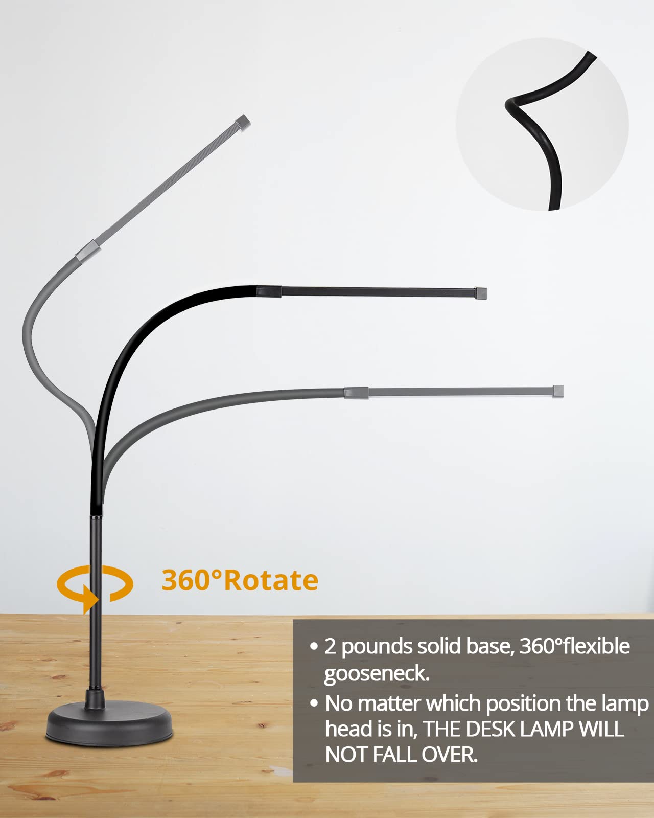 Civhom Led Desk Lamp, Swing Arm Architect Task Lamp With Long Flexible Gooseneck, 3 Color Modes, And Usb Adapter, Dimmable Desk