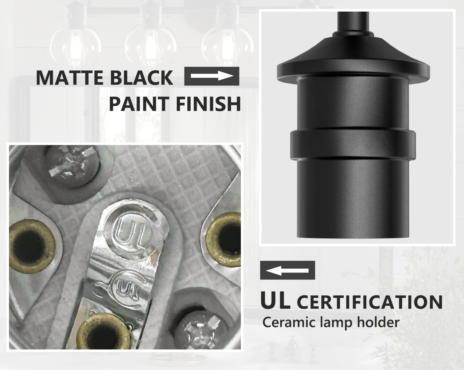 Paihome 2 Light Bathroom Light Fixture, Black Vanity Light For Bathroom Modern Wall Sconce Lighting Matte Black, Farmhouse Metal Wall Lamp With Globe Glass Shade, Wall Mount Light Fixture For Mirror