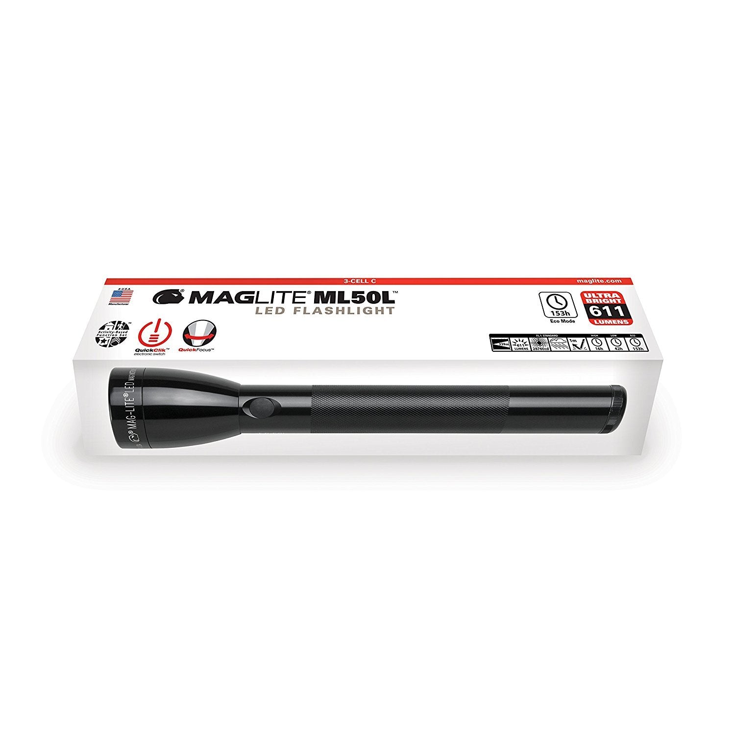 Maglite Ml50L Led 3-Cell C Flashlight In Display Box, Gray