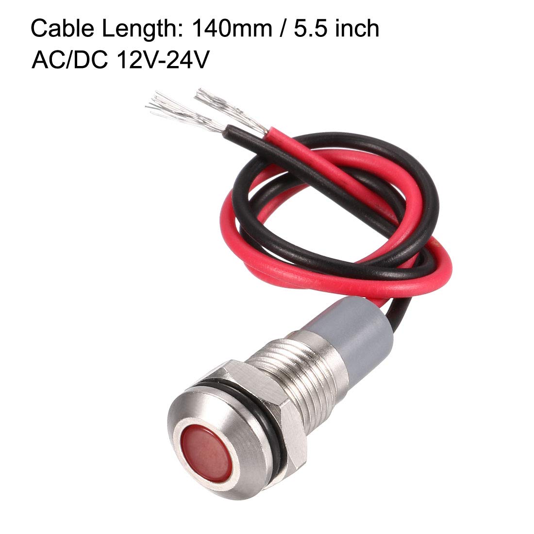 Uxcell 8Mm Waterproof Red Led Signal Indicator Lights Ac/Dc 12V-24V Metal Shell For Car Motorcycles Boat - Model A19091100Ux0657