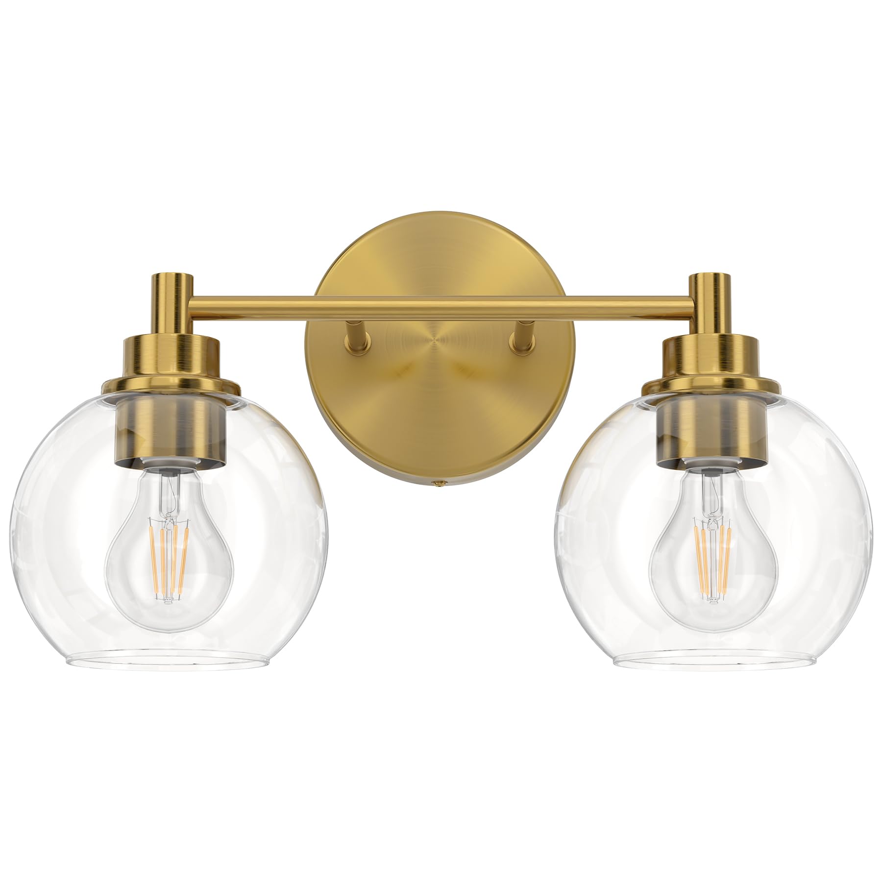 Vonluce Bathroom Light Fixtures - 2-Light Vanity Light With Globe Glass Shades, Gold Finish, Suitable For Bedroom, Hallway, Livi