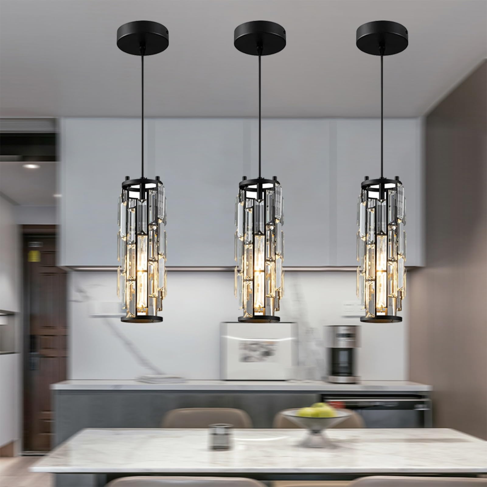 Jengush 1-Pack Battery Operated Pendant Light with Remote Control, 6 RGB Colors, Metal, Black, Model 9132848010635