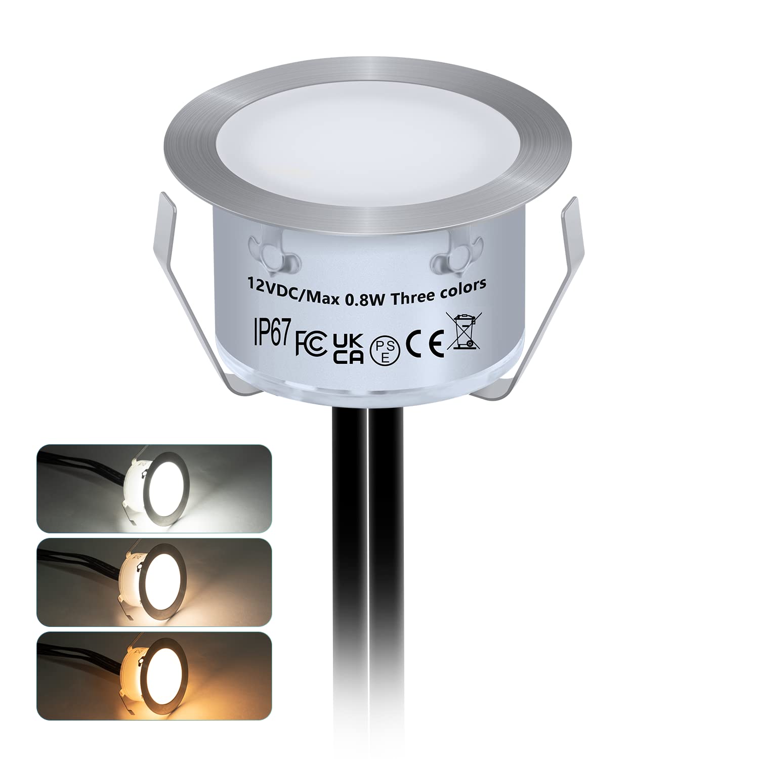 HIBOITEC Recessed LED Deck Light Kits, 1-Pack Recessed Outdoor Spotlights IP67 Waterproof Patio Lighting for Garden, Stairs, Woo