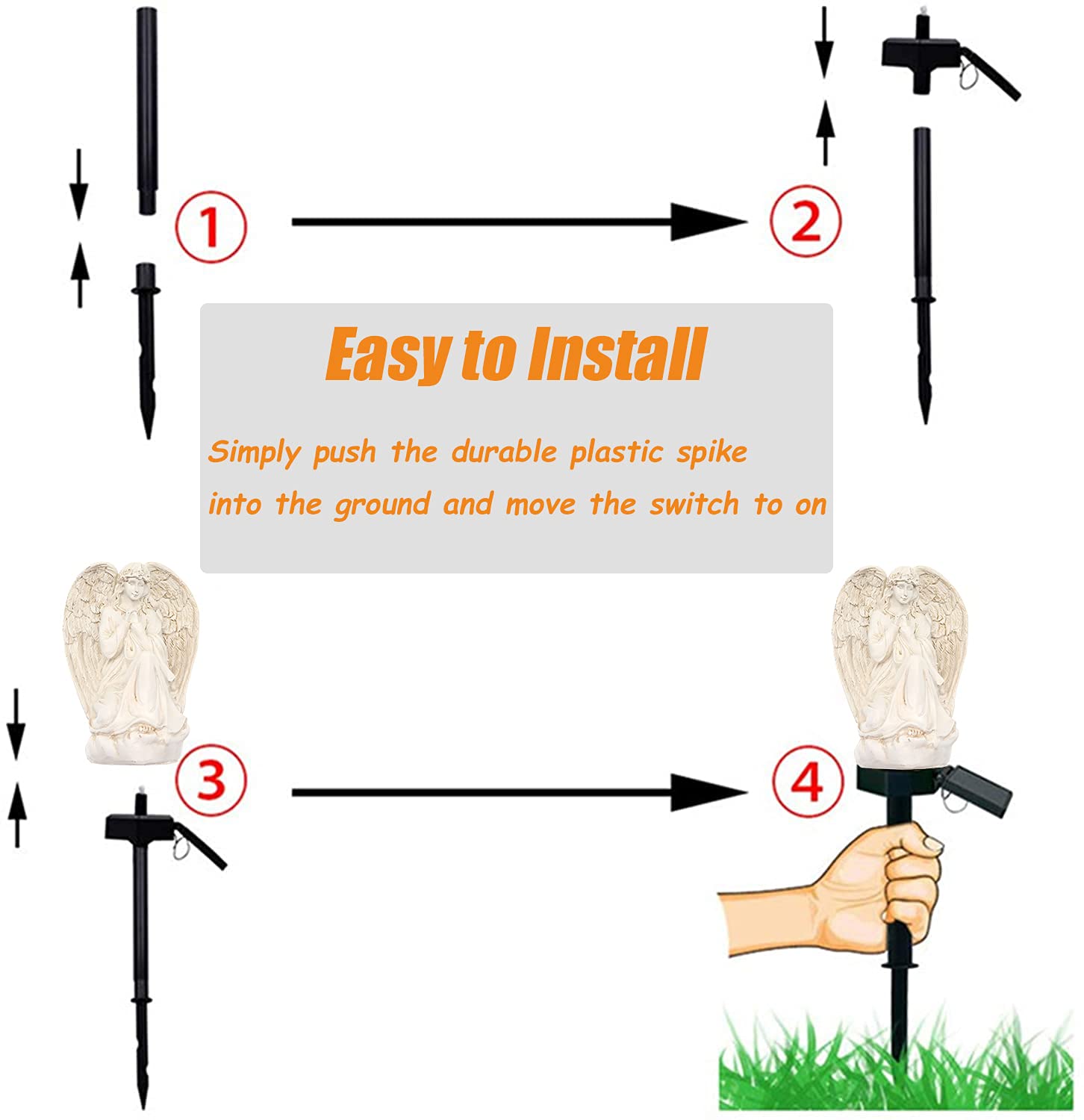 Wayda Solar Angel Light - Waterproof Led Lamp For Cemetery, Garden, Balcony, Memorial Gifts